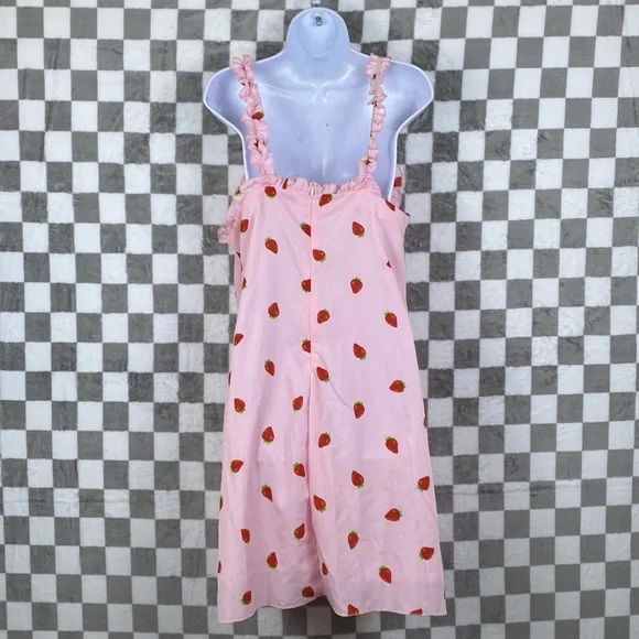 Baby Girl dresses pink strawberry blue floral with cute back tie 1xl 2xl  Curve - Picture 9 of 10